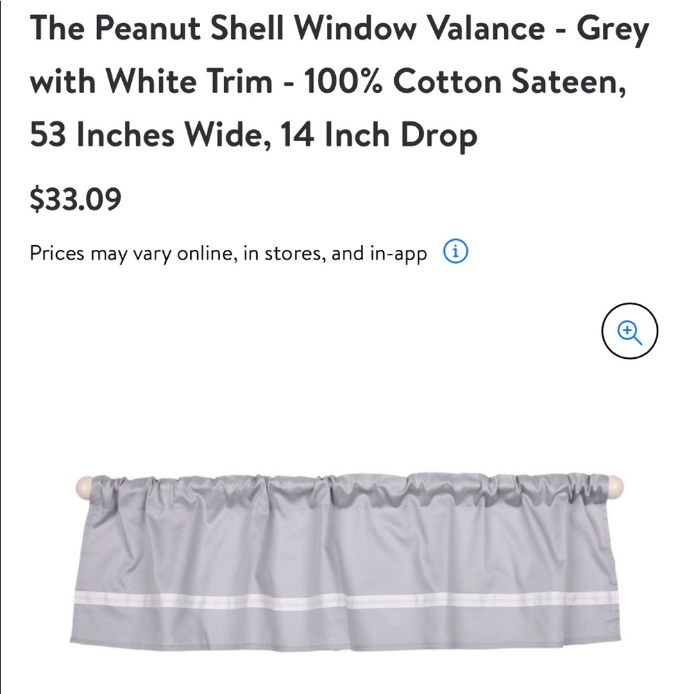 The Peanutshell Gray White Window Valance